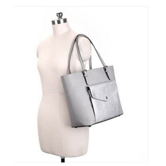 Michael Kors Jet Set Leather Large Pocket Multi-Function Tote Bag in Grey $595 - Picture 2 of 7